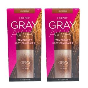 (2) EVERPRO Gray Away Temporary Root Concealer Spray Light Brown 1.5oz NEW